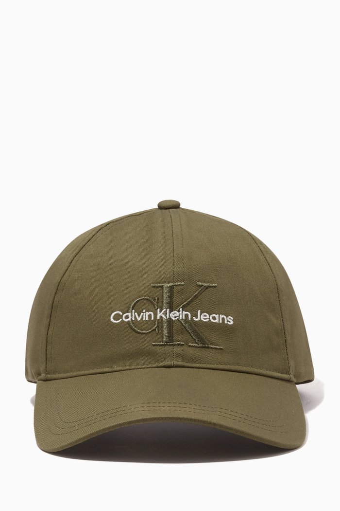 CKJ Monogram Baseball Cap in Cotton Twill, Green