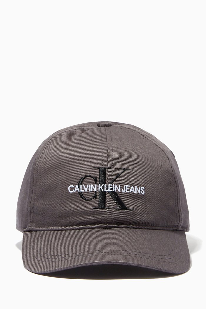 

CKJ Monogram Baseball Cap in Cotton Twill, Grey