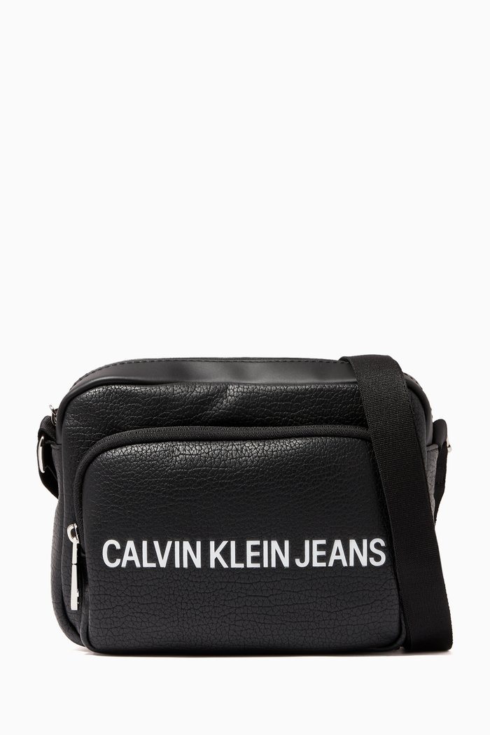 

Logo Crossbody Bag in Faux Leather, Black