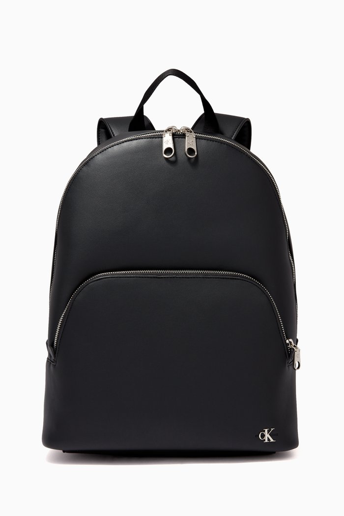 

CK Round Backpack in Faux Leather, Black