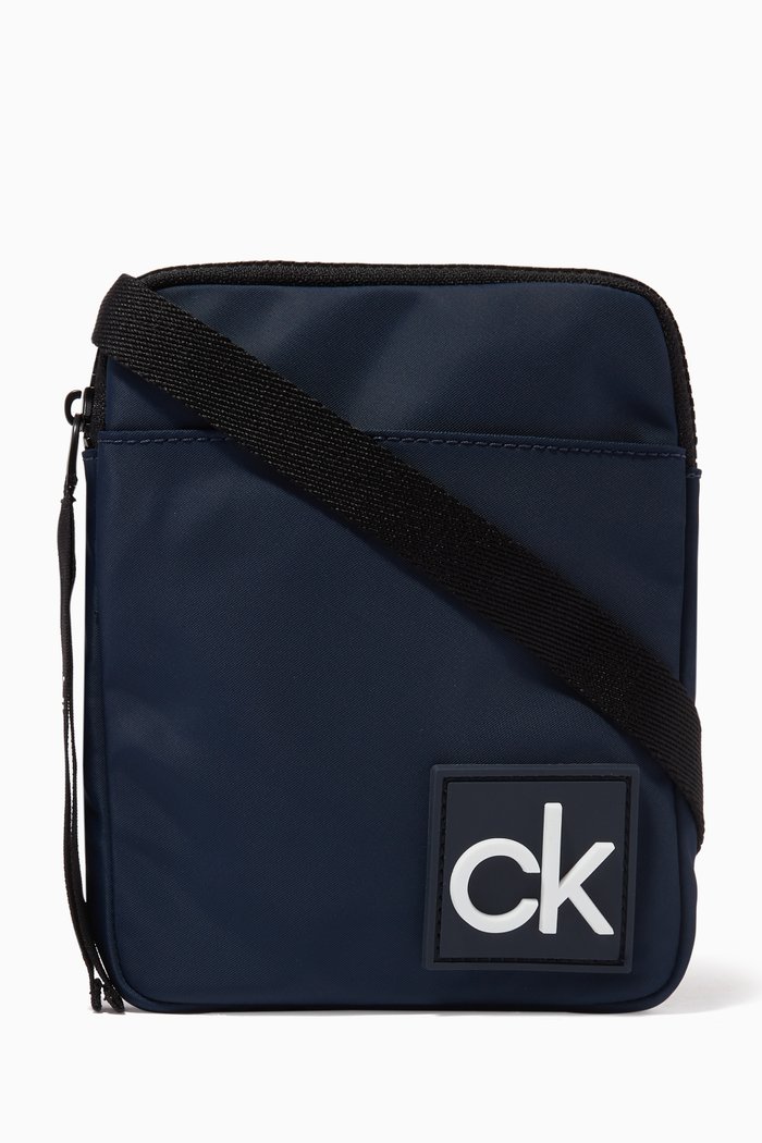 

Micro Flat Crossbody Bag in Recycled Nylon, Blue