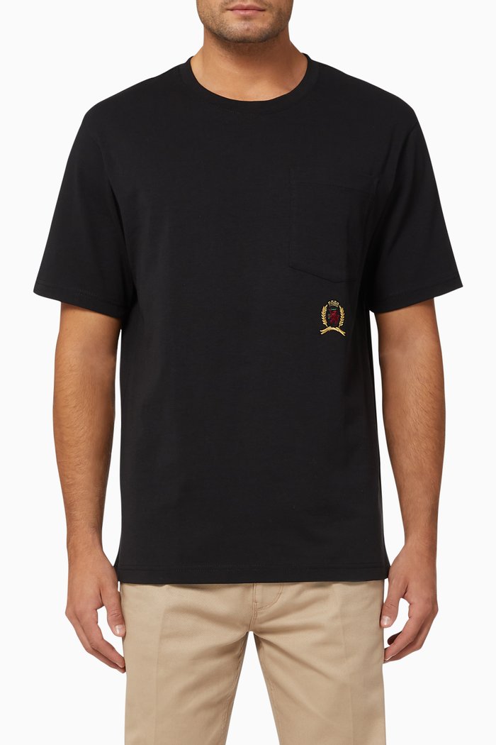 

Embroidered Logo Organic Cotton T-Shirt, Black