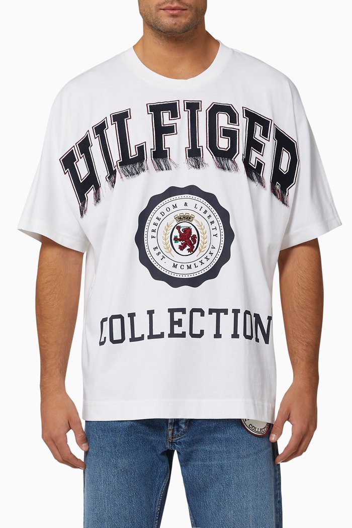 

Fringed Logo Organic Cotton T-Shirt, White
