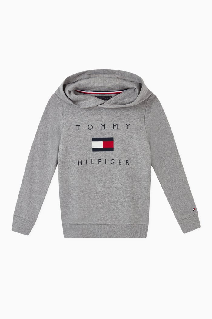 TH Flag Jersey Hooded Sweatshirt, Grey