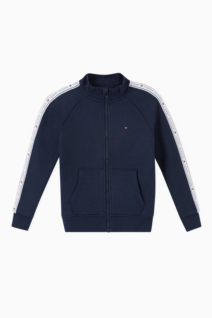 Repeat Logo Tape Zip-Thru Sweatshirt, Blue