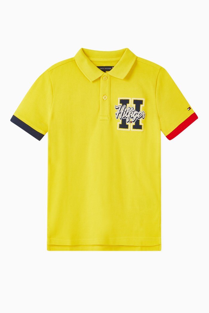 Varsity Badge Polo Shirt, Yellow
