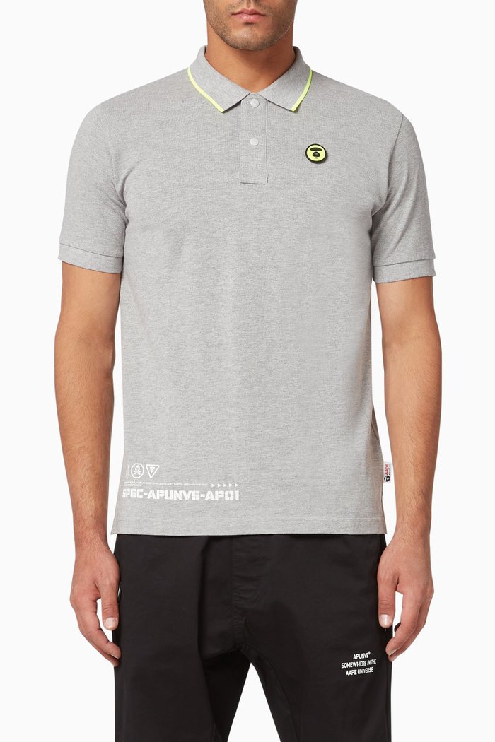 

AAPE UNVS Piqué Polo Shirt, Grey