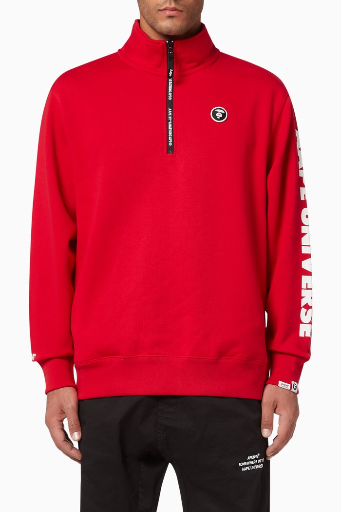 

AAPE UNVS Half-Zip Sweatshirt, Red