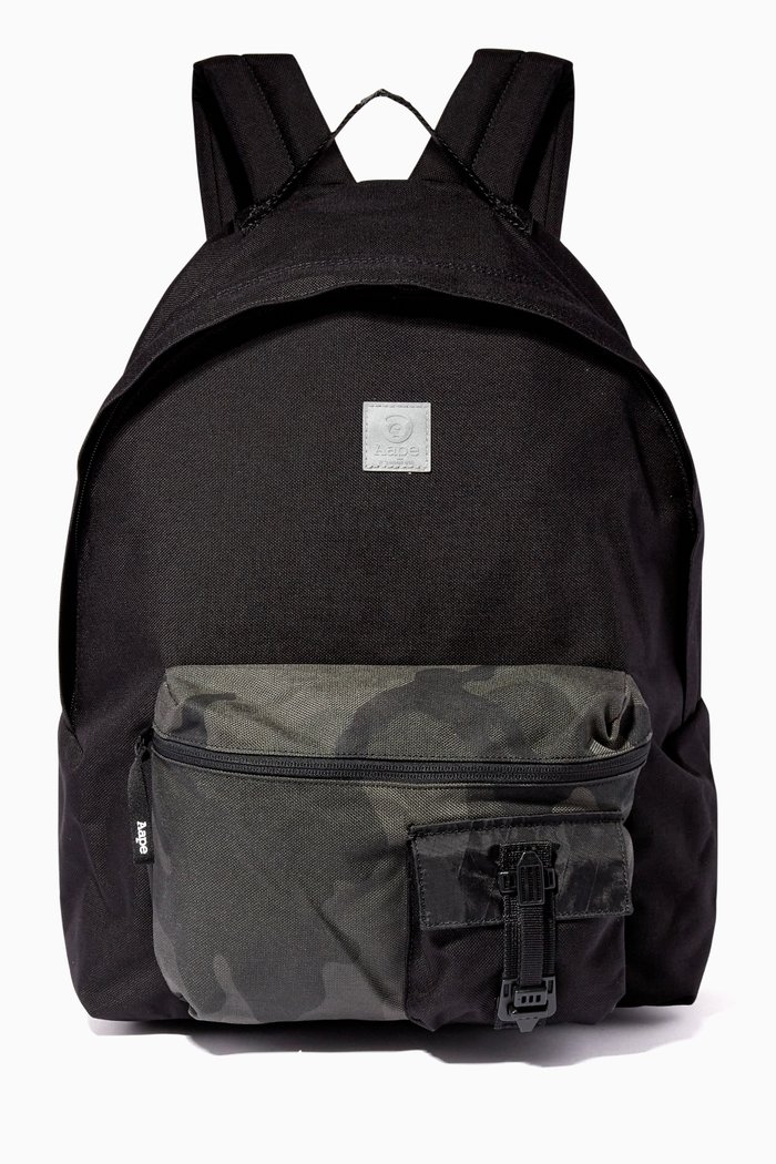 

Camo Backpack in Polyester, Black