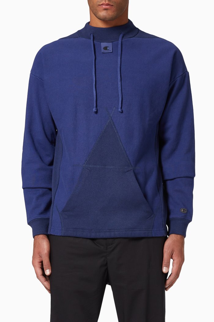 

x Craig Green High Neck Reverse Weave Hoodie, Blue