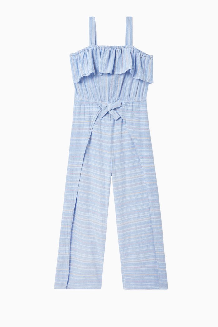 

Sadie Stripe Apron Jumpsuit, Blue