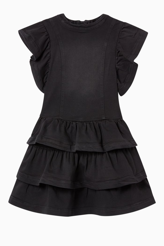 

Paeton Tiered Ruffle Denim Dress, Black