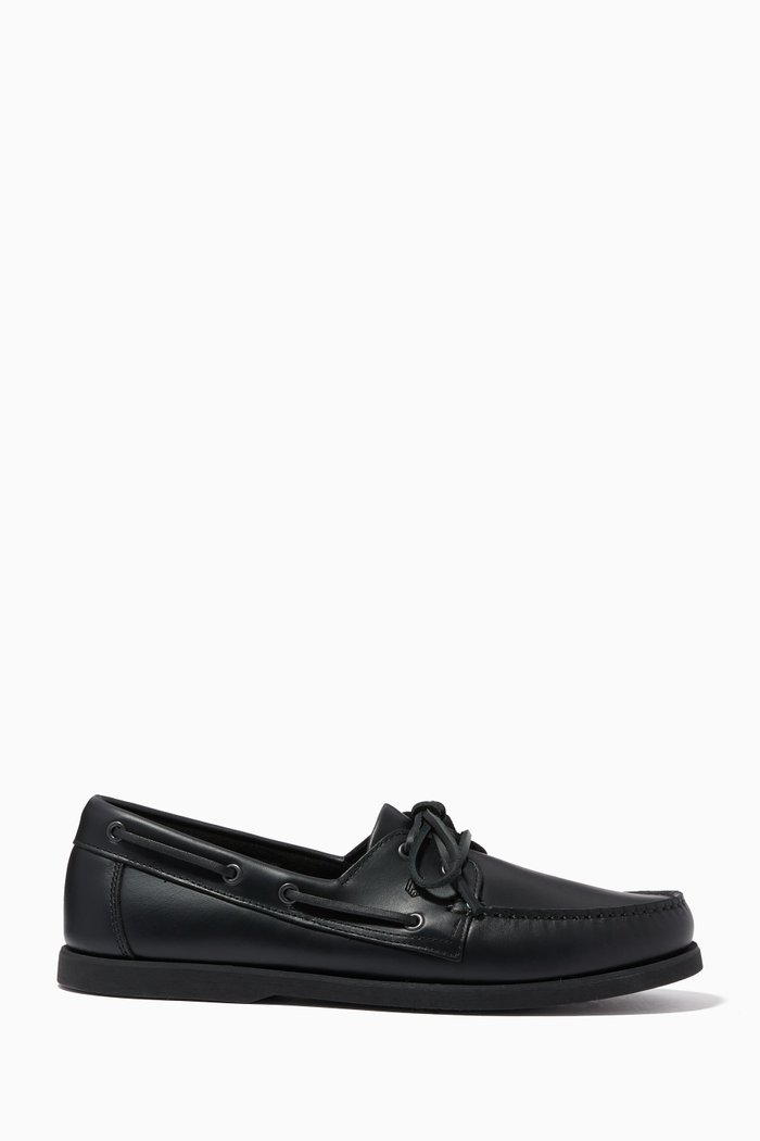 

Dynamic Leather Boat Shoes, Black
