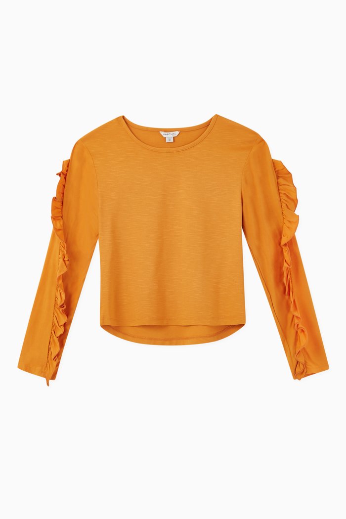 

Aria Slub Ponte Ruffle Sleeve Top, Yellow
