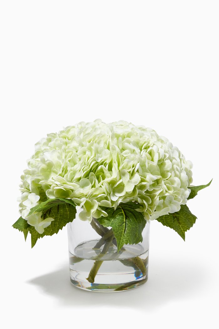 

Large Artificial Hydrangea Floral Arrangement with Glass Vase, Pink