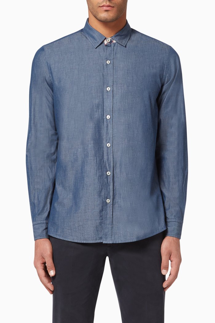 

Nyro Cotton Chambray Shirt, Blue