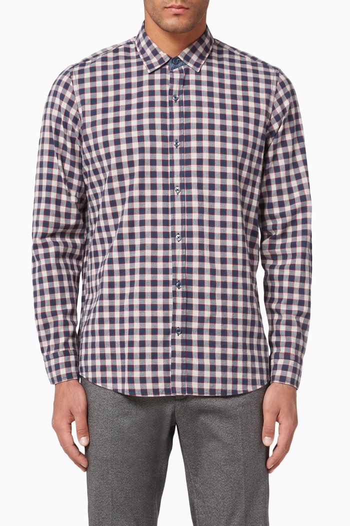 

Nyro Checked Cotton-Twill Shirt, Blue