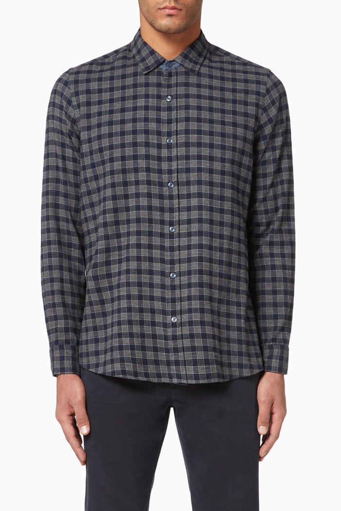 

Nyro Checked Flannel Shirt, Grey