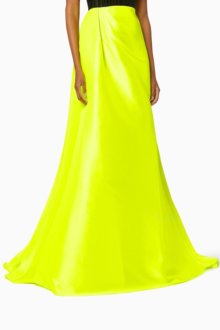 

Dresden Draped Silk Satin Maxi Skirt, Yellow