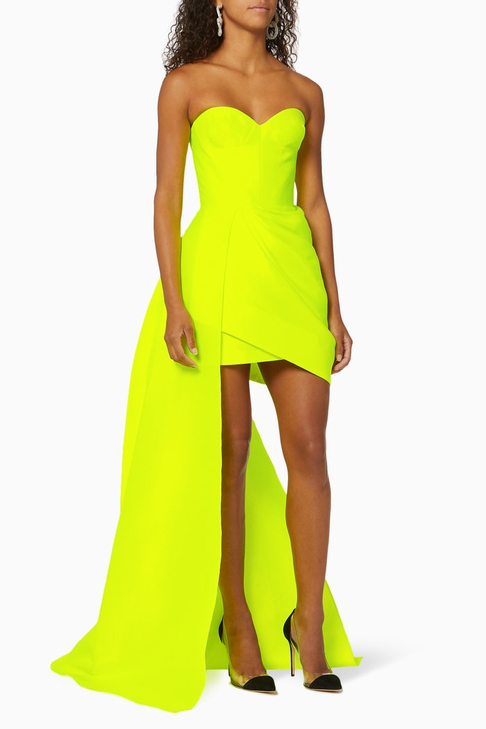 

Regina Draped Satin Mini Dress, Yellow