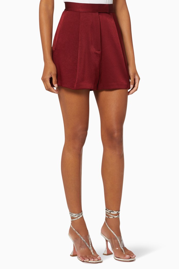 

Avery Satin Crepe Shorts, Burgundy