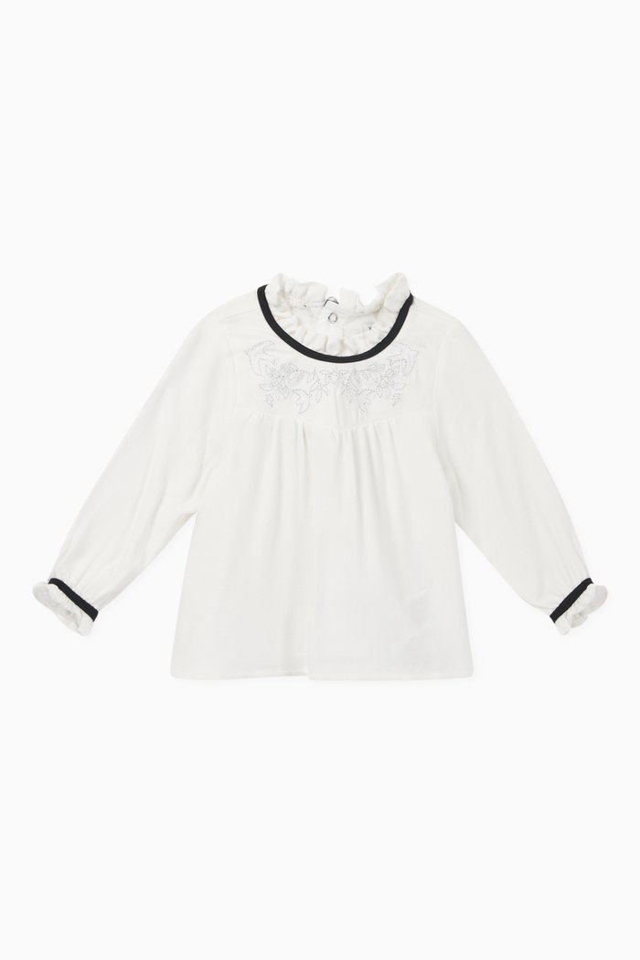 

Embroidered Viscose Blouse, White
