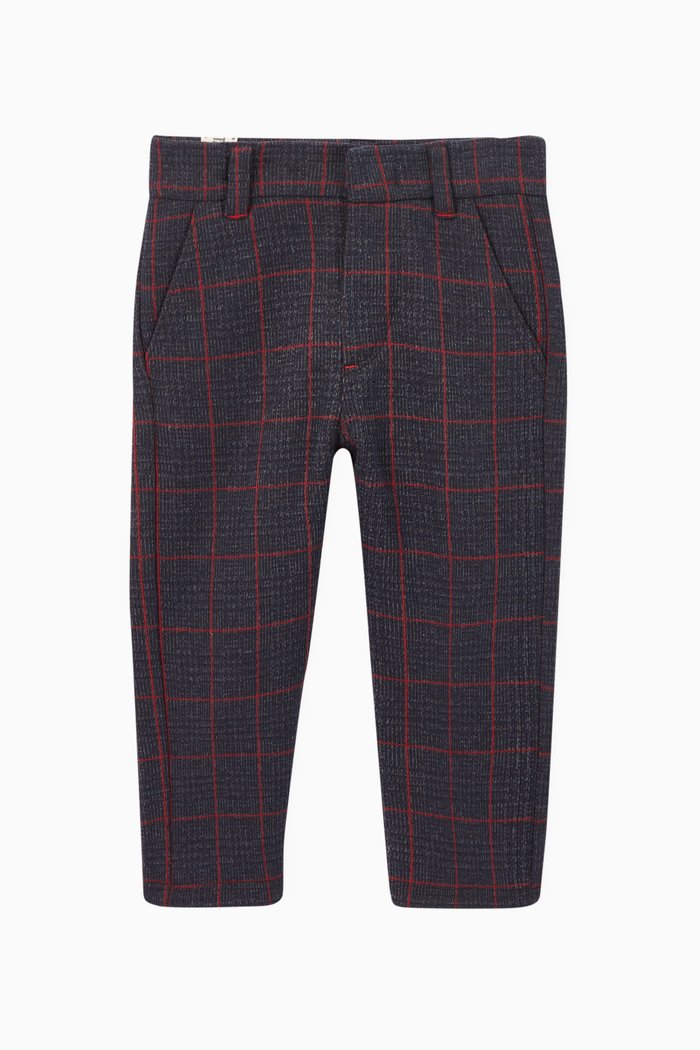 Check Cotton-Blend Knit Pants, Blue