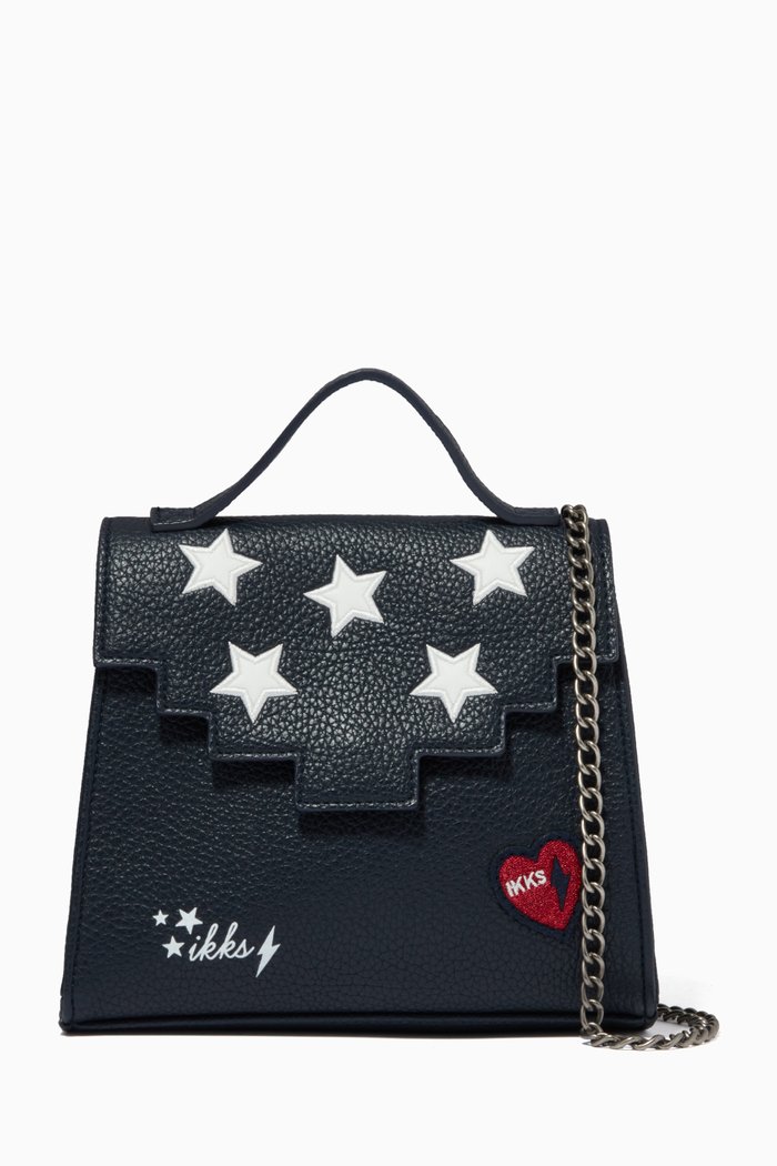 

Stars Vintage Handbag in Faux Leather, Blue