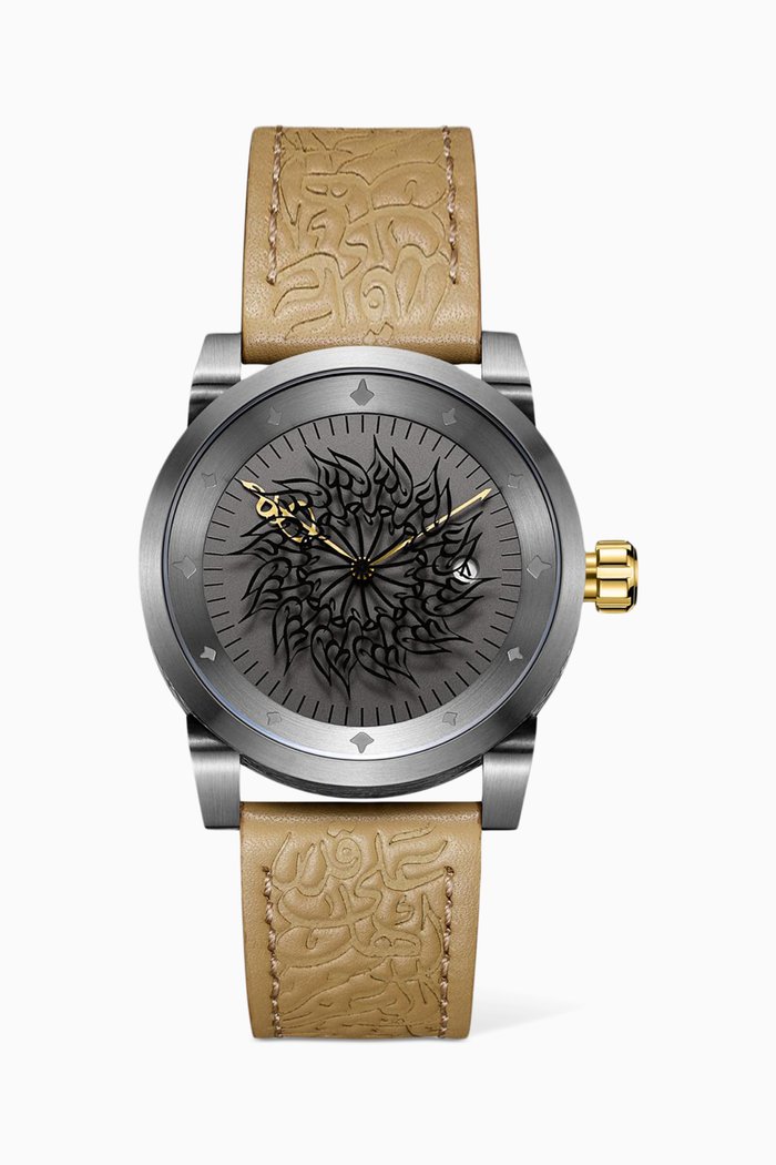 

Blade Calligraphy Watch in Leather, Brown