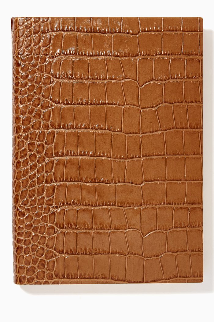 

Soho Notebook in Mara Croc-Embossed Leather, Brown