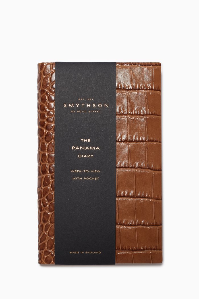 

Panama 2021 Planner in Croc-Embossed Leather, Brown