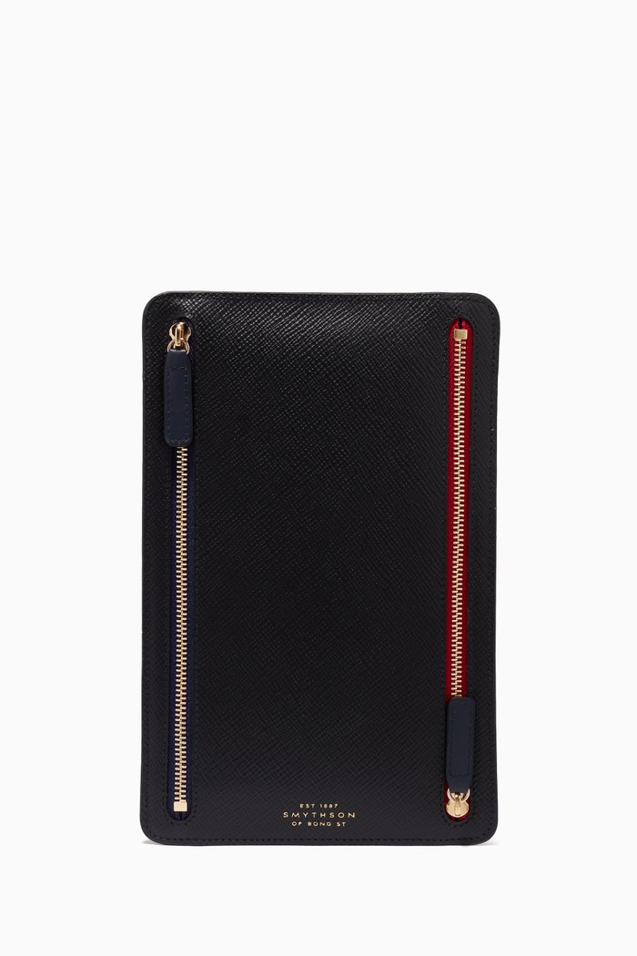 

Panama Zip Currency Case in Crossgrain Leather, Black