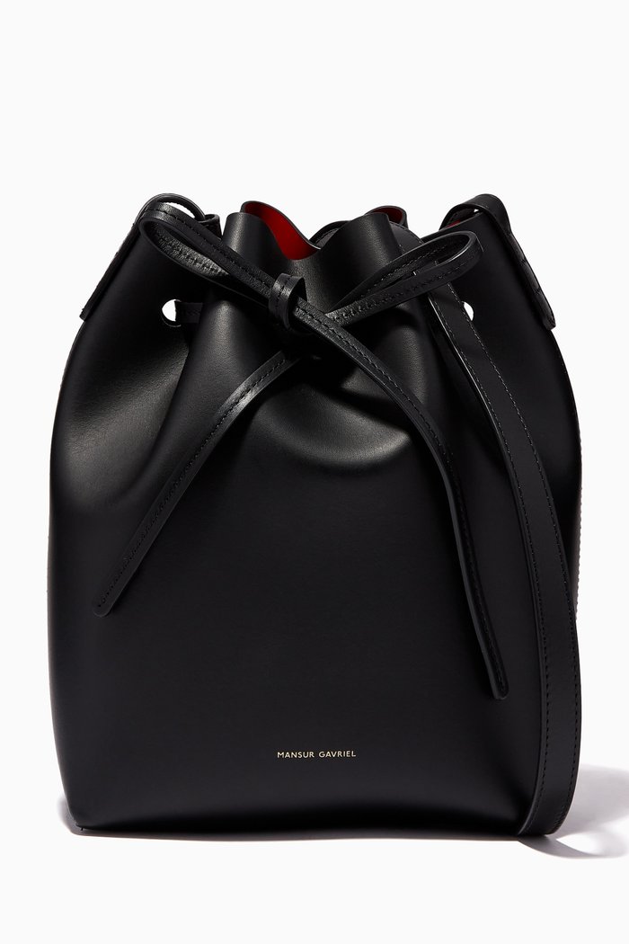 

Mini Bucket Bag in Vegetable Tanned Leather, Black
