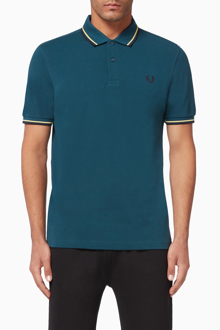 

Twin Tipped Cotton Piqué Polo, Blue