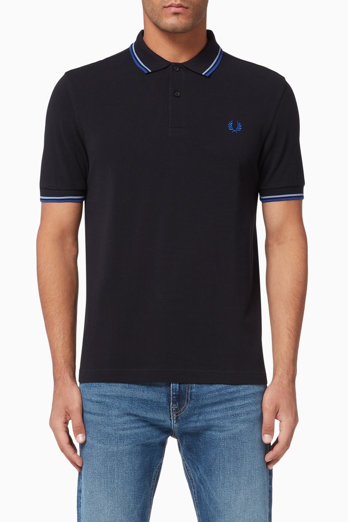 

Twin Tipped Cotton Piqué Polo, Blue