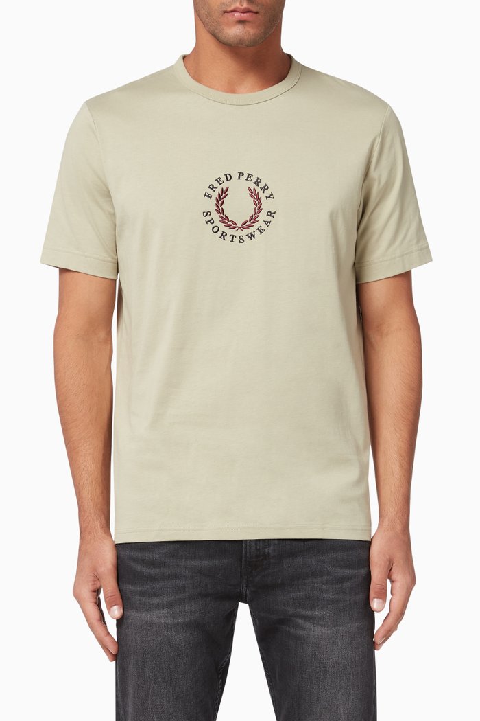 

Embroidered Cotton T-Shirt, Grey