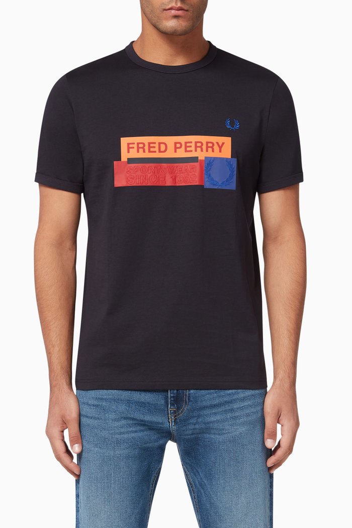 

Mixed Graphic Cotton T-Shirt, Blue