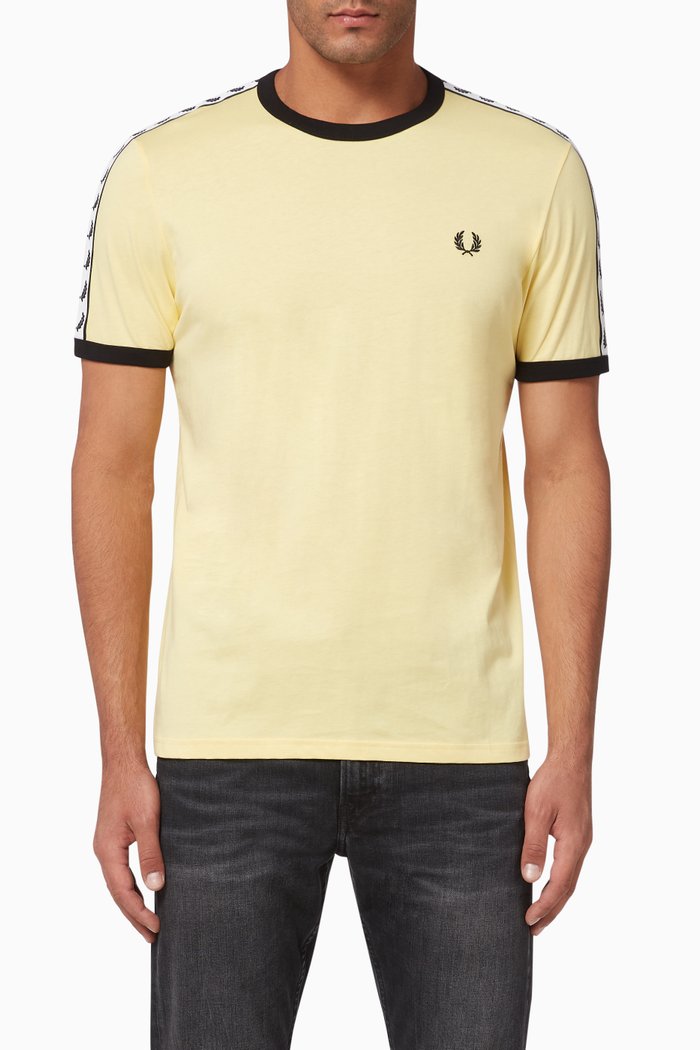 

Taped Ringer Cotton T-Shirt, Yellow