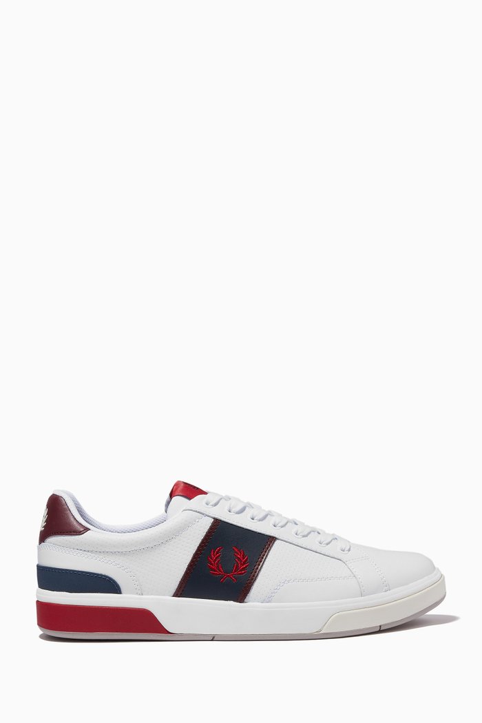B200 Tennis Shoes in Perforated Leather, White