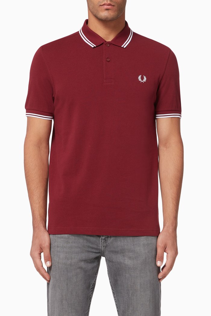 

Twin Tipped Cotton Piqué Polo, Burgundy