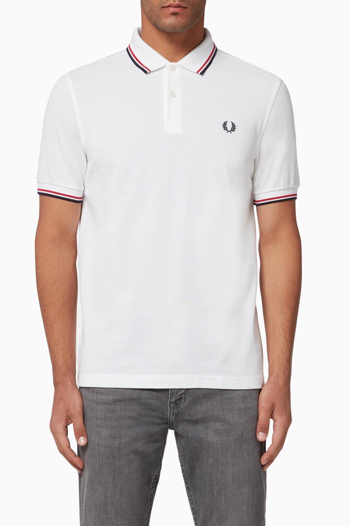 

Twin Tipped Cotton Piqué Polo, White