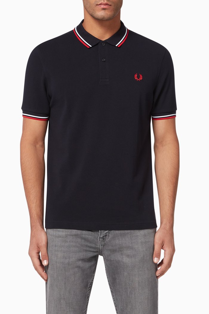 Twin Tipped Cotton Piqué Polo, Blue