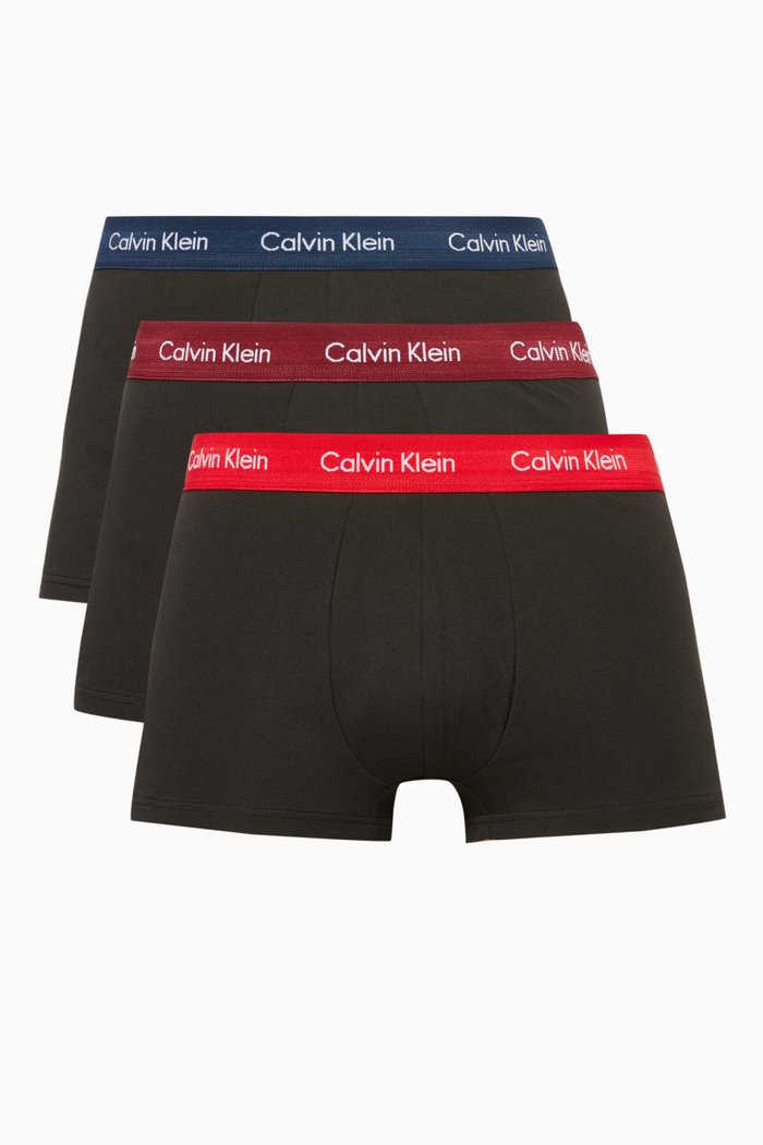 

Logo Low-Rise Trunks in Cotton Blend, Set of 3, Black