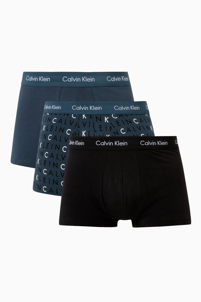 

Logo Low-Rise Trunks in Cotton Blend, Set of 3, Multicolour
