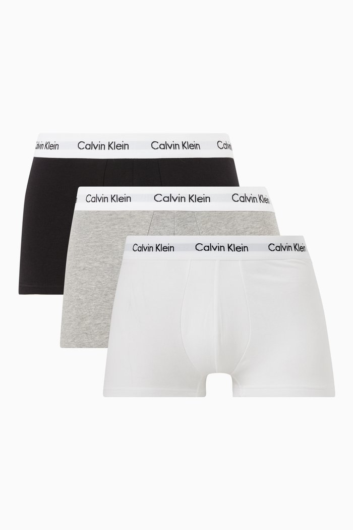 Low Rise Trunks in Cotton Stretch, Set of 3, Black