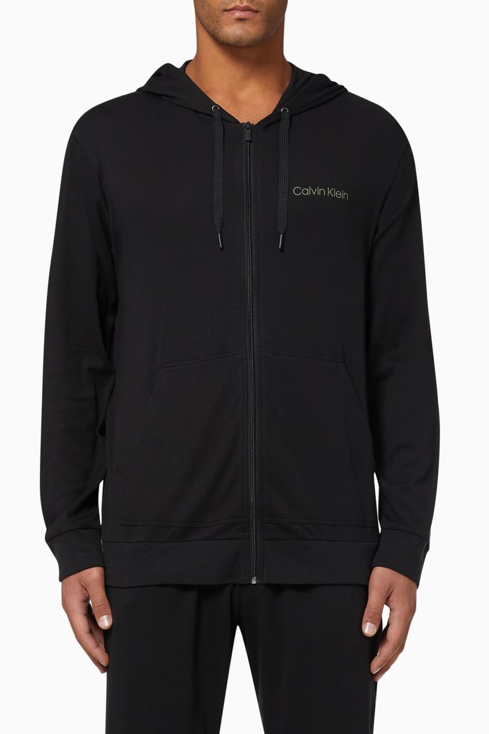 

Logo Cotton Blend Zipped Sweatshirt, Black