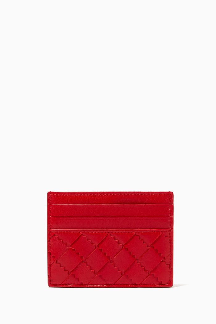 

Card Holder in Intrecciato Nappa, Red