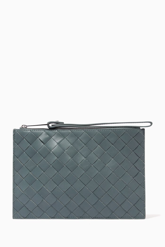 

Pouch in Intrecciato Calfskin, Grey