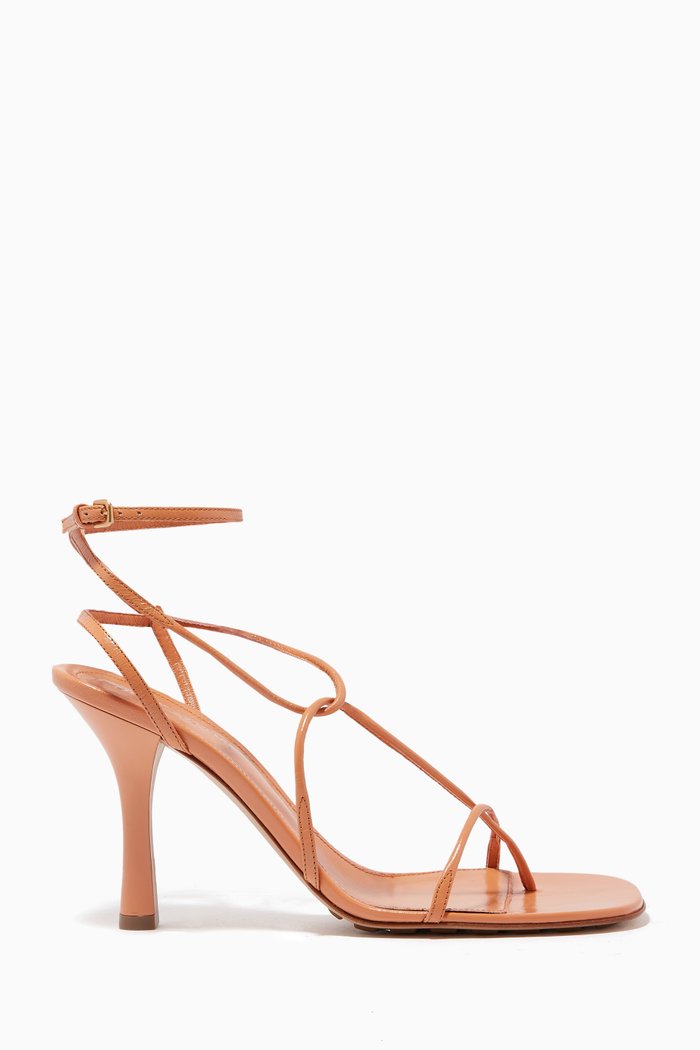 

The Line Sandals in Shiny Nappa, Brown