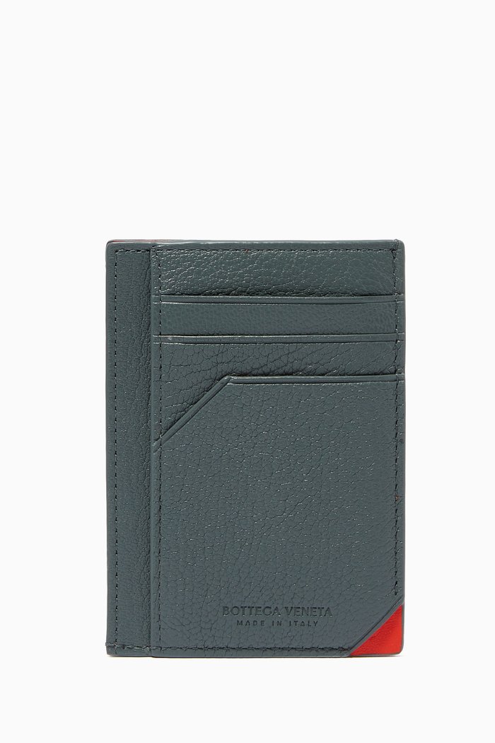 

Card Case in Textured Goat Leather, Grey